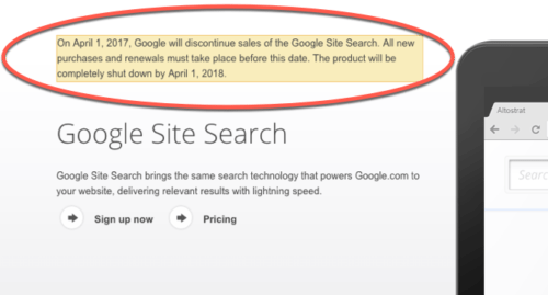 end of google site search
